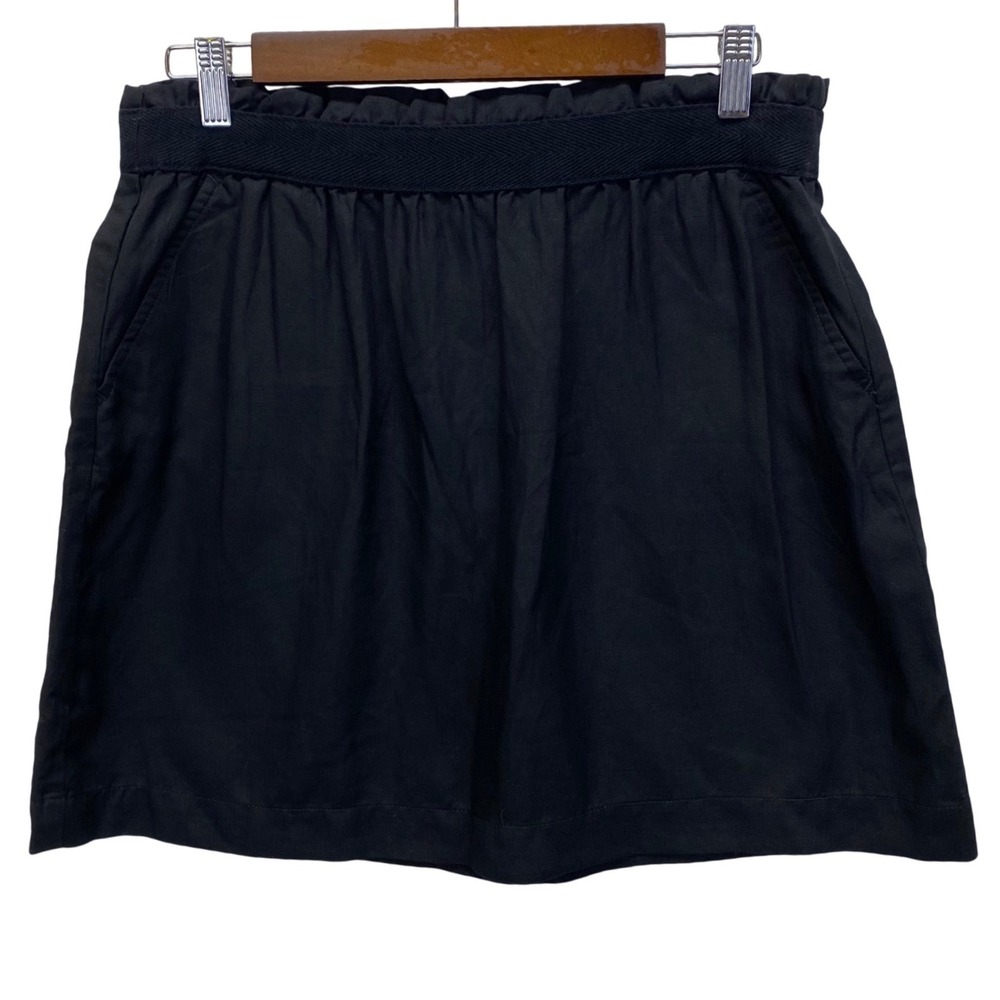 Ann Taylor Loft Black Lyocell Linen Paperbag Waist Mini Skirt Small NWT Pockets